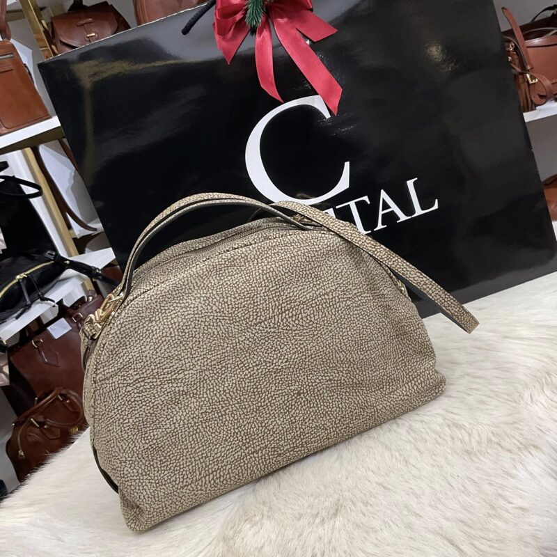 Borbonese borsa a mano con tracolla in pelle effetto nabuck style 923330