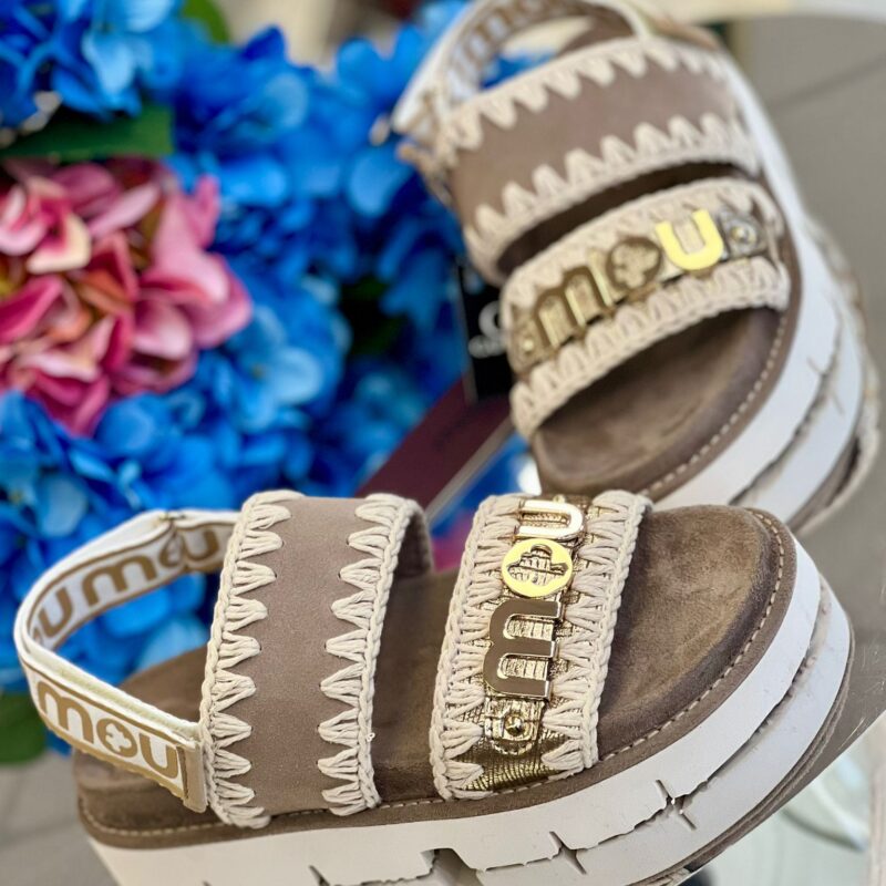 Mou bio sandal suede leather logo