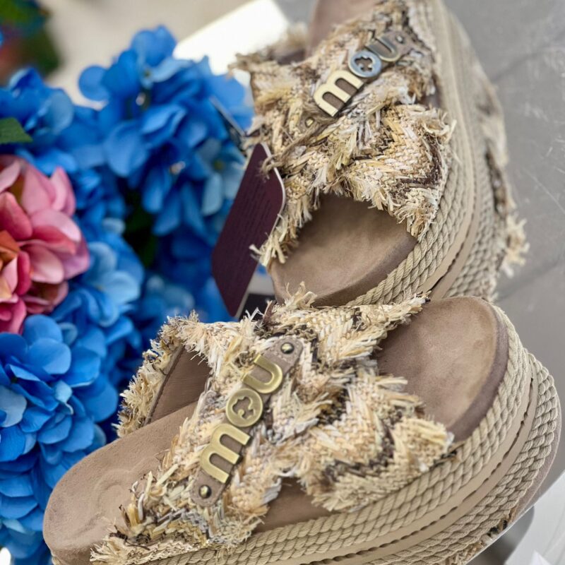 Mou Criss-cross rope sandal raffia