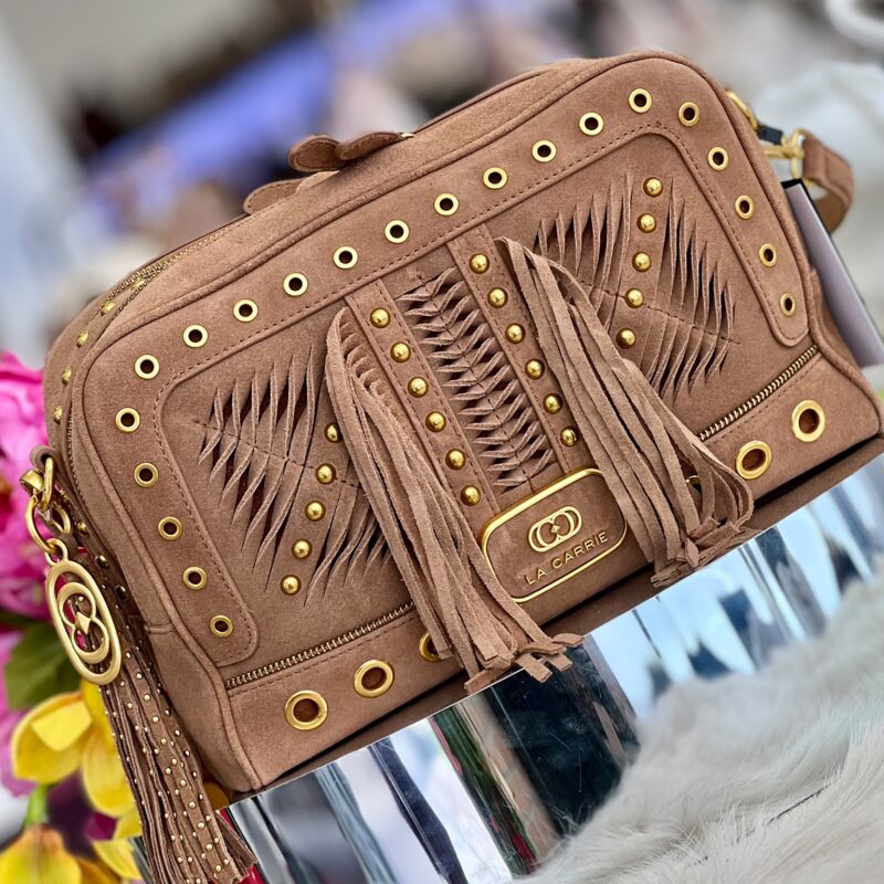 La Carrie apallosa box bag suede