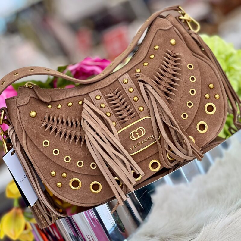 la carrie apallosa round shoulder bag suede